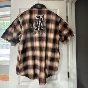 Harley Davidson Mechanic shirt in orange / black / gray/ white.  XL mesh lining